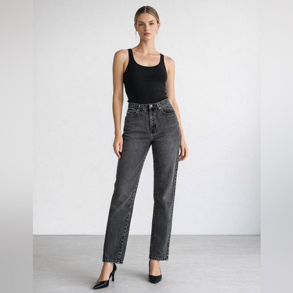 Vintage Armani 90s High Rise Black Straight Leg Jeans Minimalist Denim Size 12